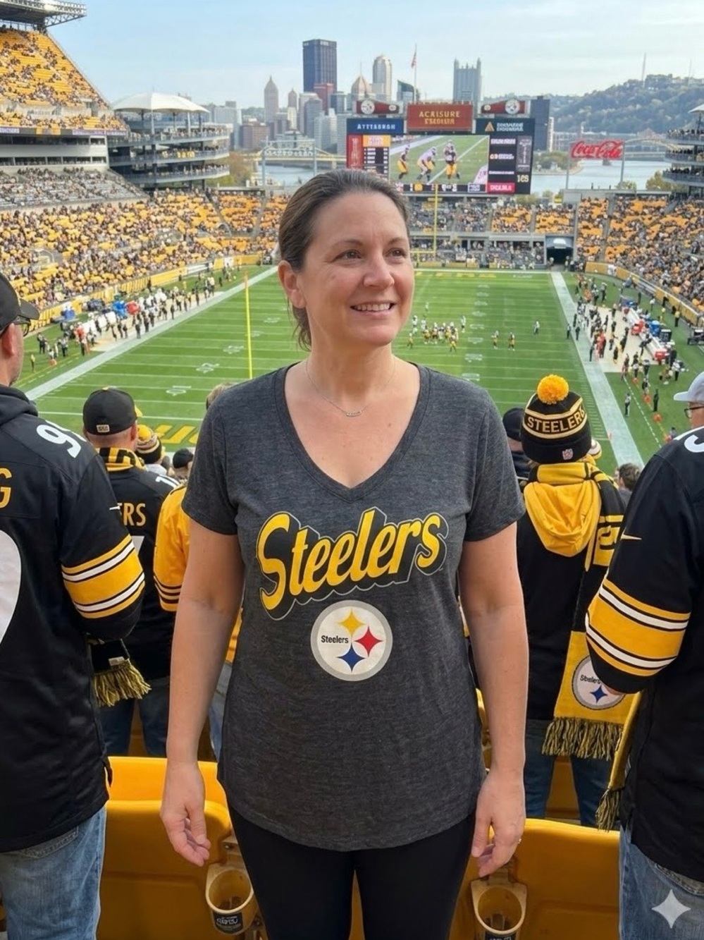 🏈NFL Team Apparel Women’s Pittsburgh Steelers V-Neck Distressed Look T-Shirt L